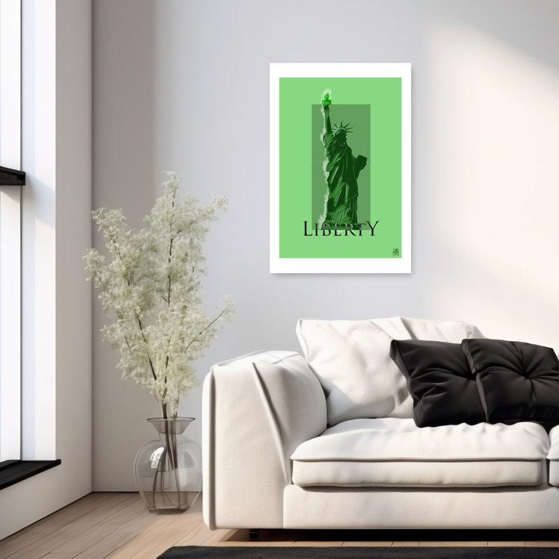 Liberty'S Green Classic Modern Architecture City Wall Art Print by Osvaldo Russo - Wrapped Canvas Print