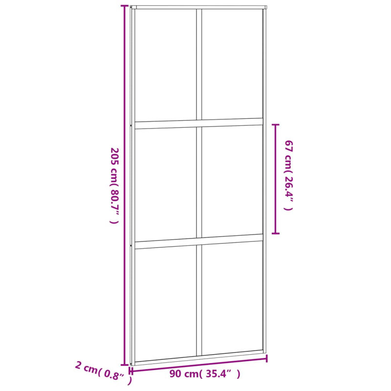 Admore Glass Sliding Doors, 205cm H x 90cm W