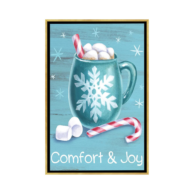 « Menthe poivrée », « comfort & Joy » par Kelsey Wilson, reproduction d’art, Toile encadrée d'or, Pas de tapis