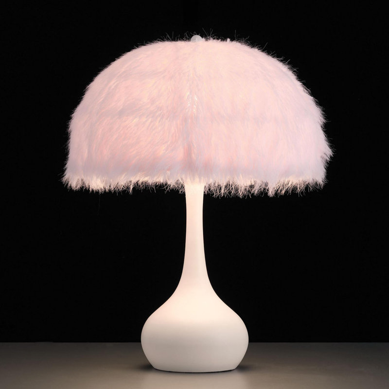 1- Light Globe Teardrop Base Table Lamp, White, Pink