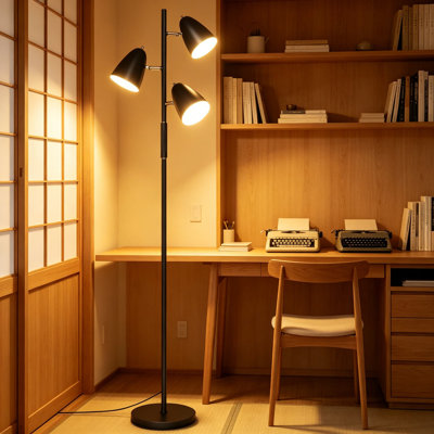 Lampe sur pied moderne à DEL avec télécommande et contrôle tactile, 4 températures de couleur et luminosité variable, 3 lumières rotatives réglables pour le salon ou la chambre à coucher