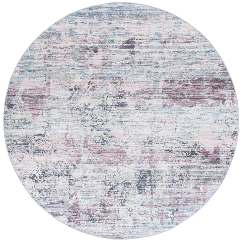 Tapis Malibu 944 en prune / vert, Rond 6 pi