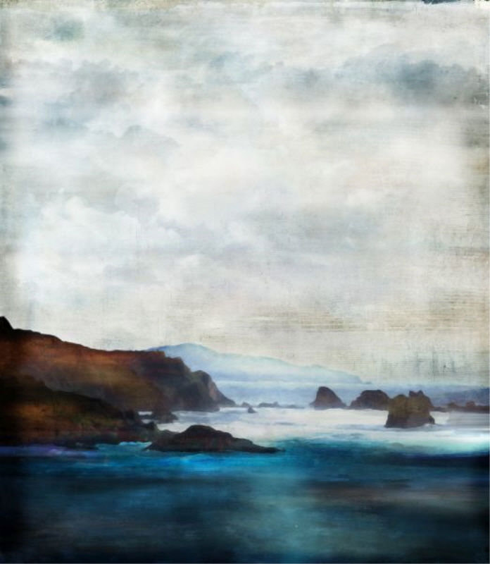 «Coastal Twilight» par Barclay Butera - Peinture, Gel coupé au couteau, H 28 po x l 24 po