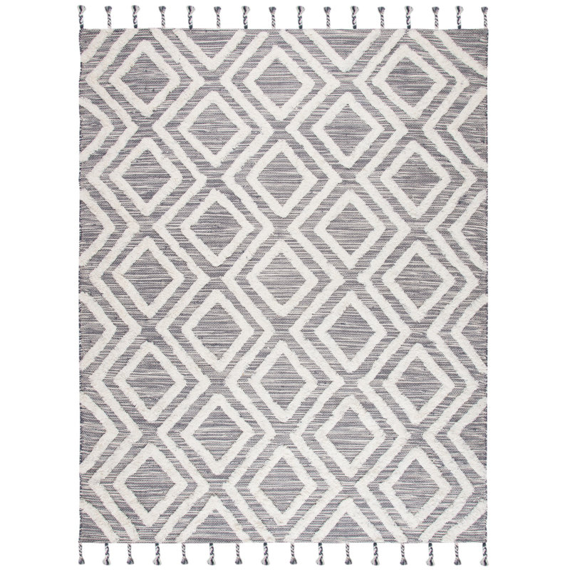 Alimatou Hand Tufted Wool Geometric Rug, Rectangle 8' x 10'