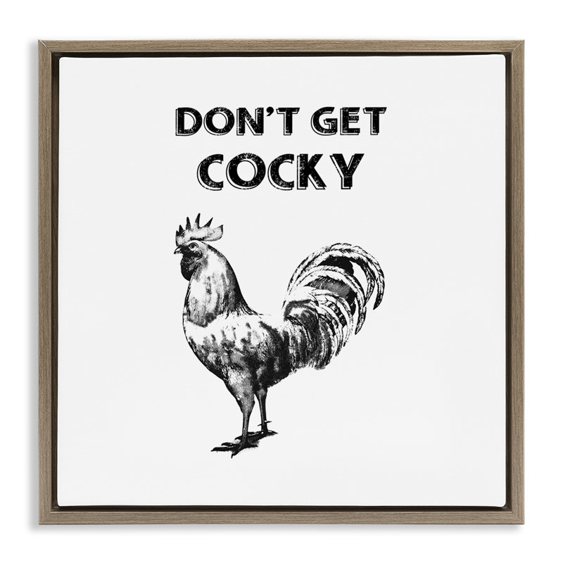 «Sassy Don'T Get Cocky», art mural sur toile flottante par Conrad Knutsen, Cadre flottant orme Montalcino, H 18 po x l 18 po
