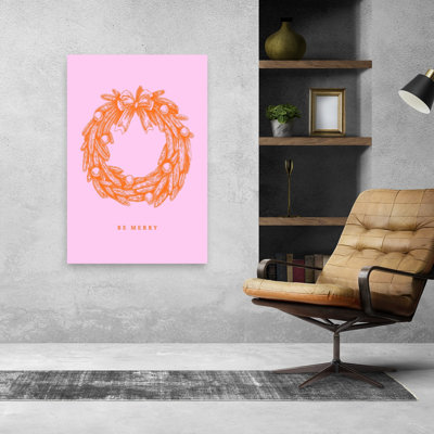 «Merry Pink Wreath», reproduction d'art rétro rétro