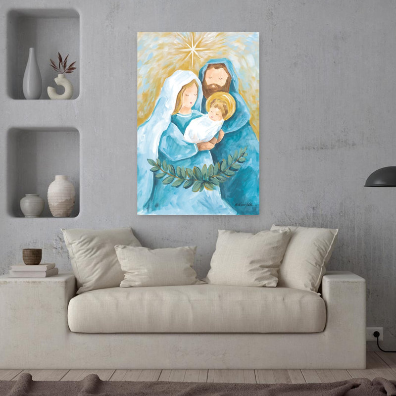Art contemporain abstrait de la Sainte Famille, H 36 po x l 24 po