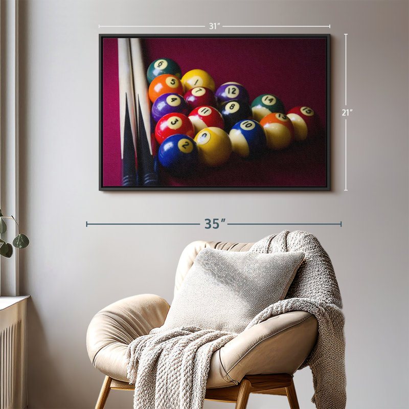 Red Pool Table Canvas Print, 21" H x 31" W