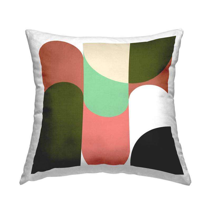 Retro Multicolor Geometric Square Throw Pillow