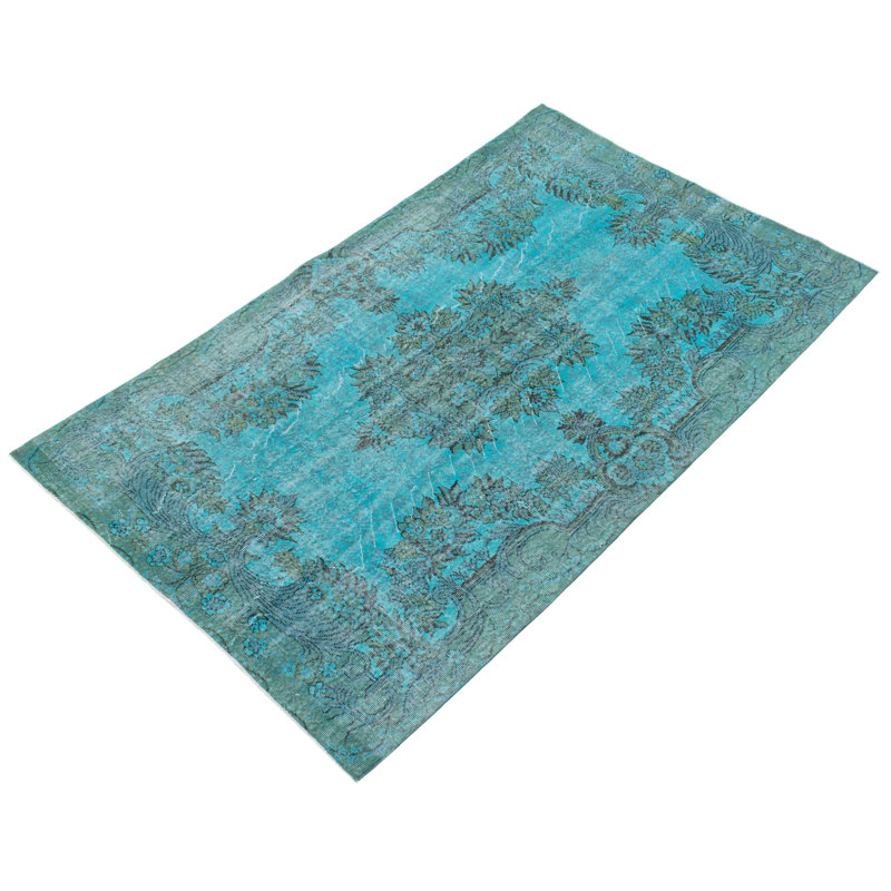 Tapis unique en laine noué à la main de style années 2000 5 pi 7 po x 9 pi Olesia