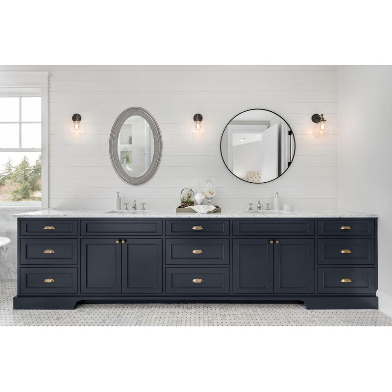 Busey Ribbed Oval Framed Accent Mirror, Glossy Nickel