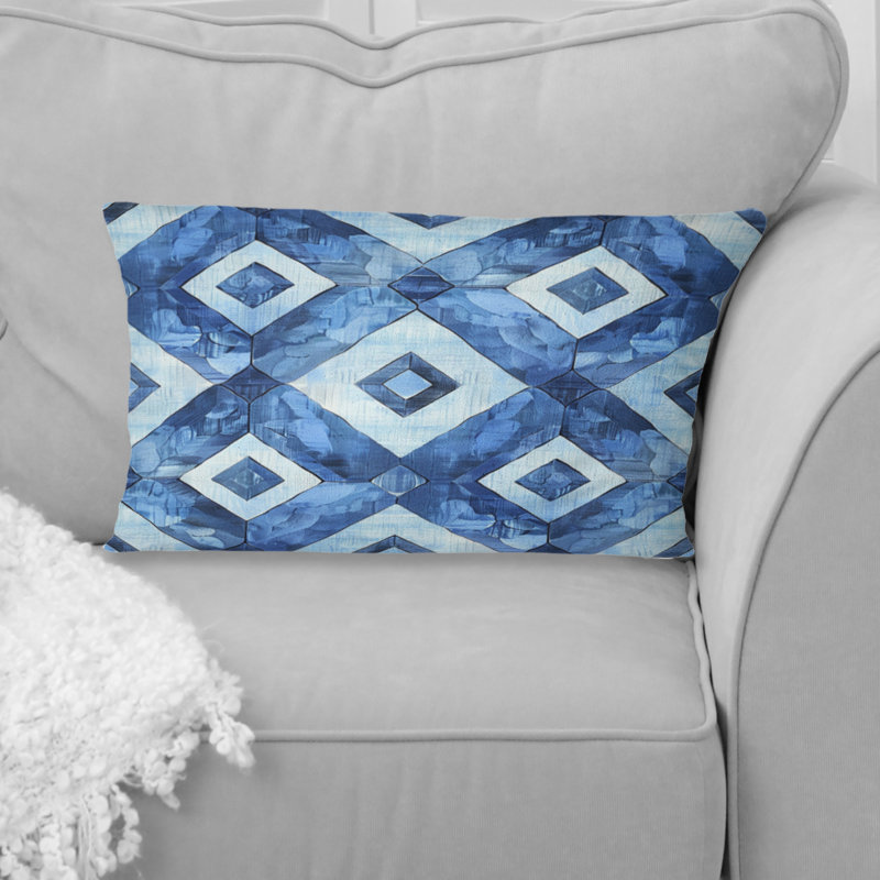Coussin lombaire moderne bleu et blanc I