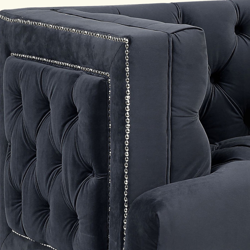 Chaise en velours, Gris anthracite