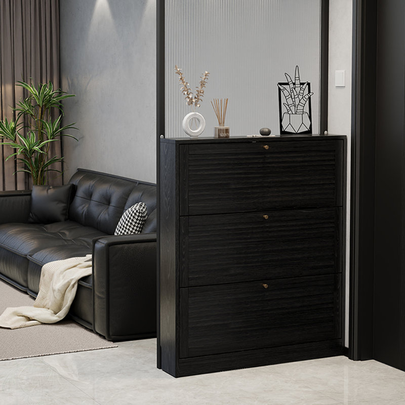 Black Solid wood Shoe Storage