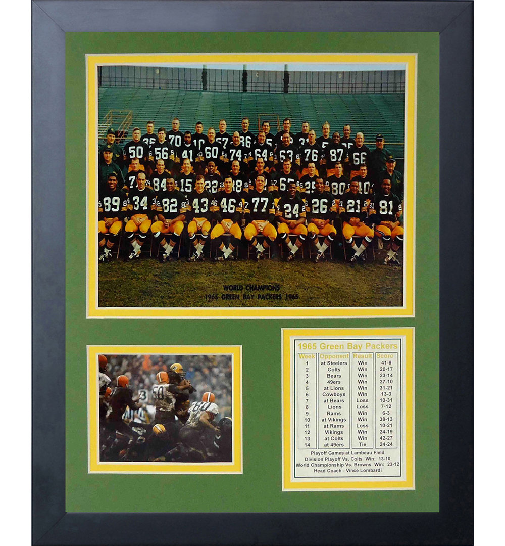 Green Bay Packers 1965 Champs Framed Memorabilia Legends Never Die