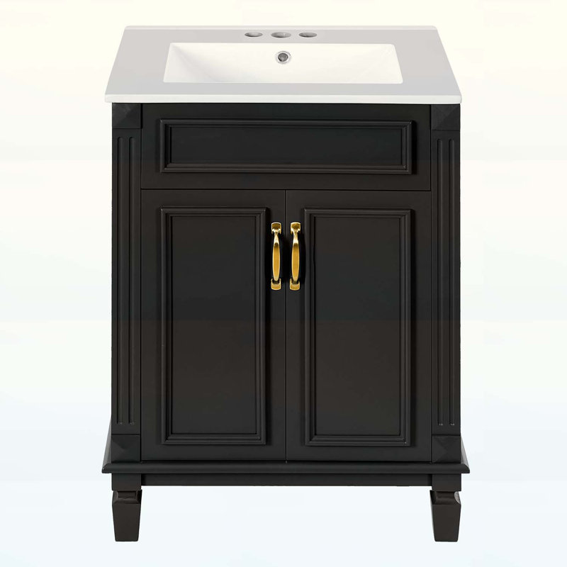 Armoire de rangement moderne avec lavabo supérieur pour un rangement efficace, Noir