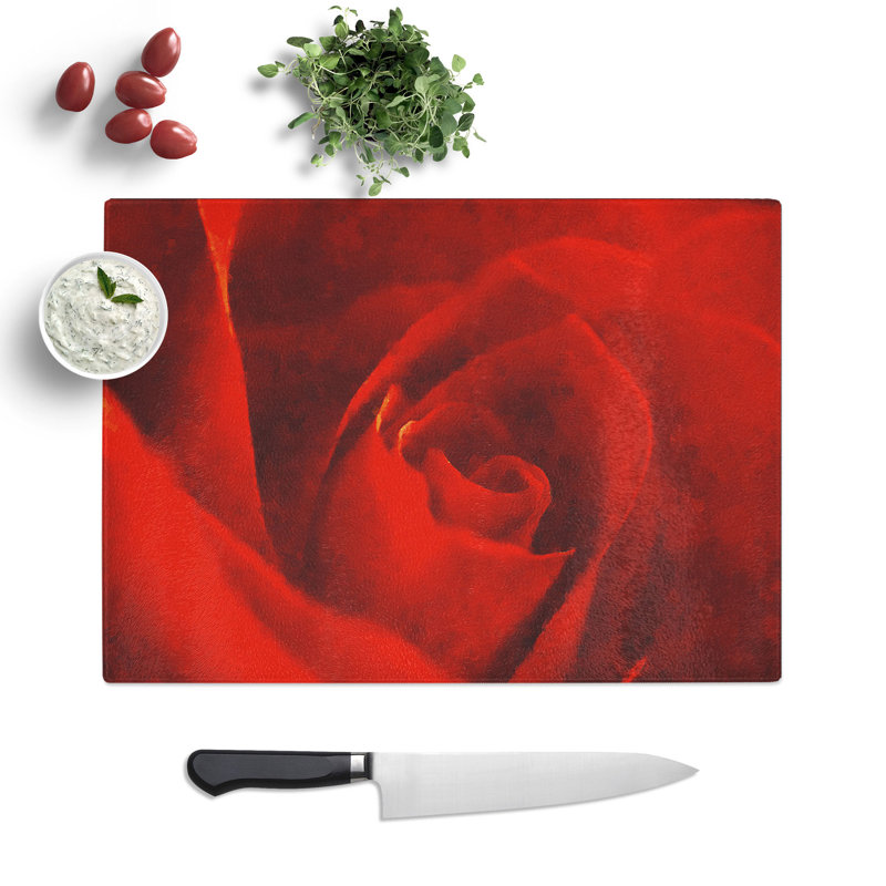 Rose Flower Vol.8 Painting Chopping Board, 0.4cm H x 20cm W x 28.5cm L