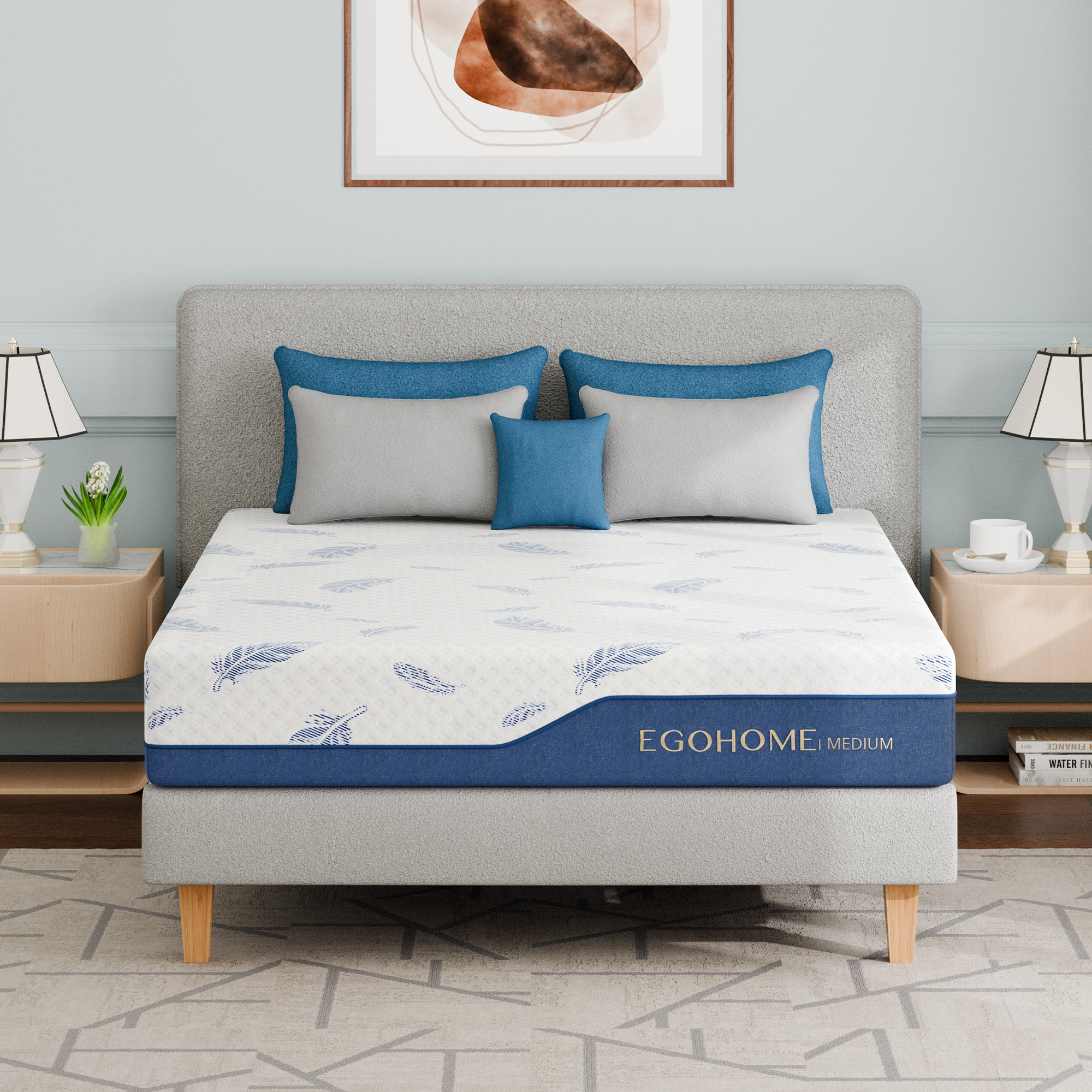 Alwyn Home EGOHOME Blue Medium Gel Memory Foam Mattress With Cooling ...