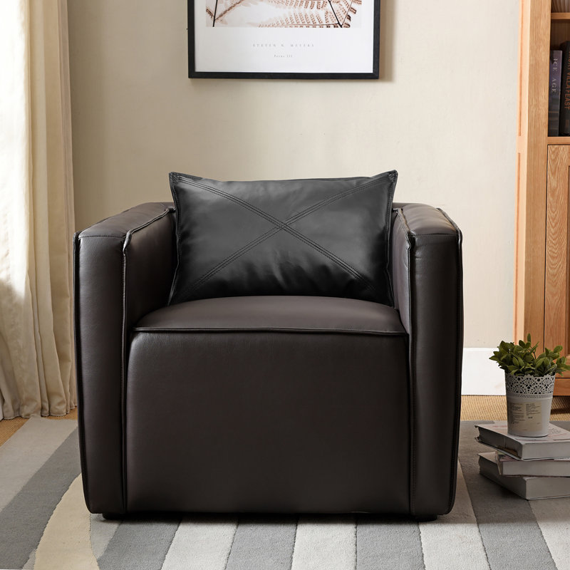 Mcgrady Upholstered Armchair, Dark Gray Vinyl