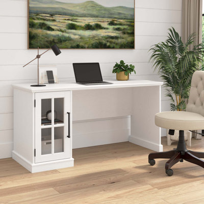 Bureau d'ordinateur avec armoire de rangement blanc cendré 60 W Arkyn