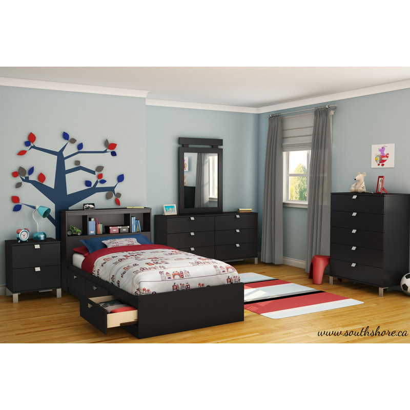 Lit matelot simple avec tiroirs Spark, Noir