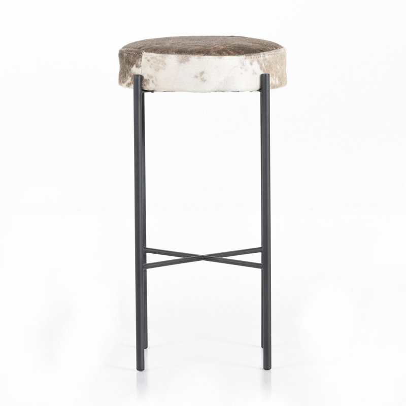 Nocona Upholstered Bar Stool, Brown Speckled Hide/Leather, Bar Stool (30" Seat Height)