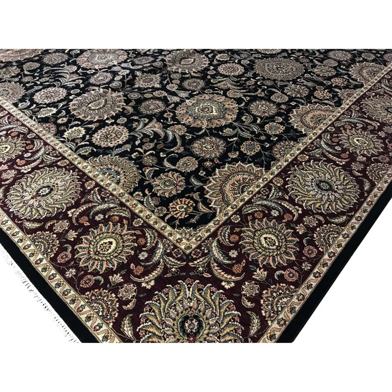 Manchuria Wool Oriental Area Rug in Black/Red