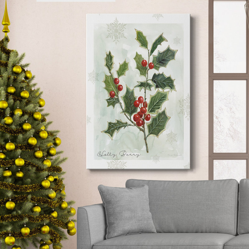 Toile tendue avec châssis Botanical Holly Berry, H 48 po x l 32 po x P 1 po