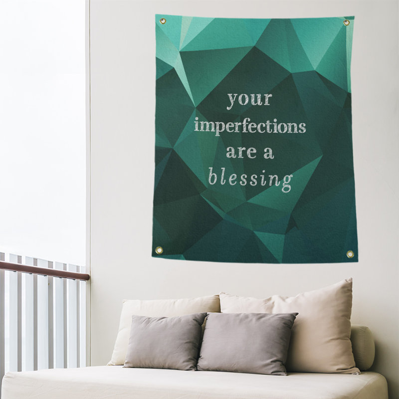 Tapisserie guillemets d’imperfections en polyester en faux gemme, H 36 po x l 26 po, Émeraude