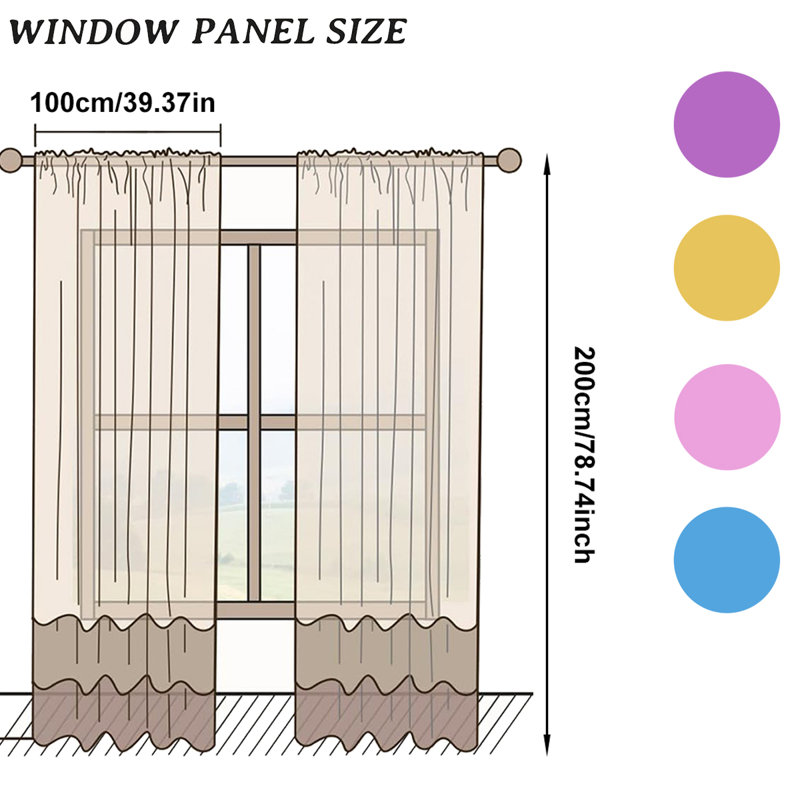 Rose Tulle Window Curtain Panel, Privacy Screen For Door & Window, Sheer Decorative Mesh For Wedding Arch, Home Decor, 39" X 79" 2 Panels