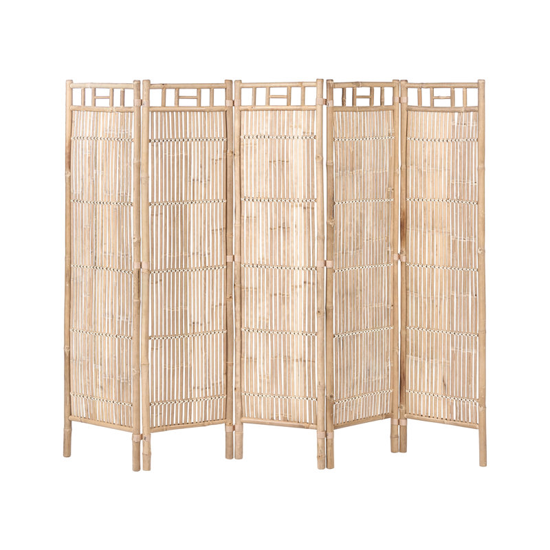 5-Panel Garden Privacy Screen CEFALU Folding Light Brown