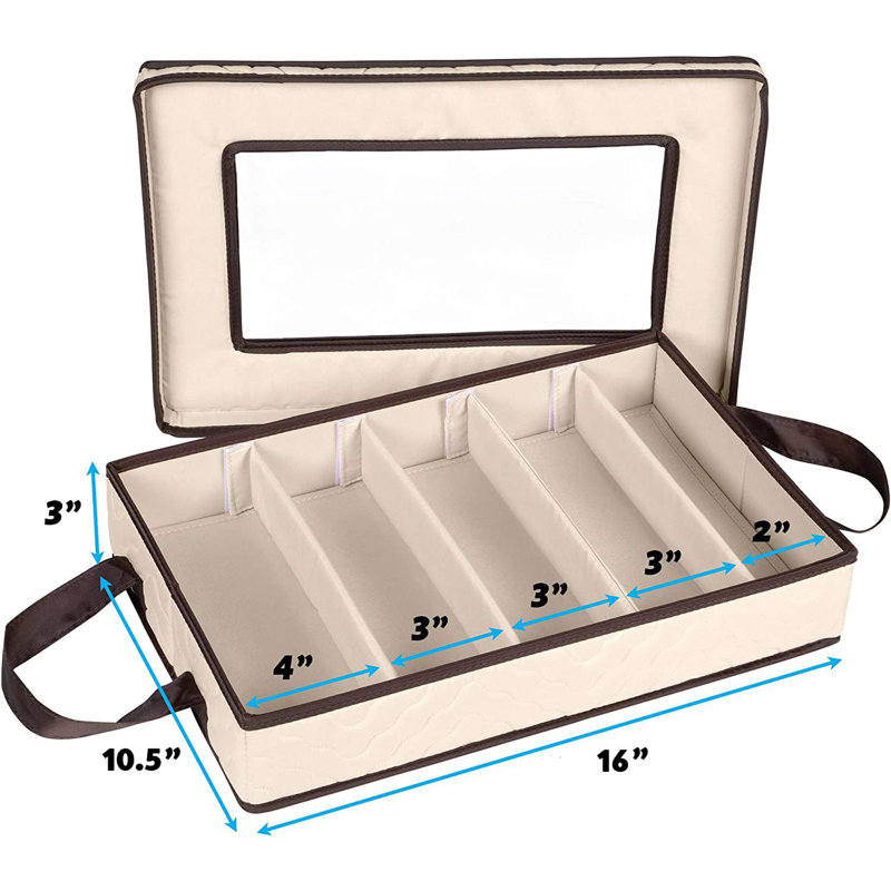 Flatware Storage Case - Durable 5 Compartment Silverware Storage Container Box With Removable Lid And Easy To Carry Handles
