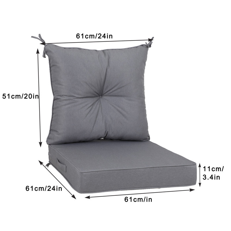 Outdoor Deep Seat Cushion for Patio Furniture (Cushion Only), Gray
