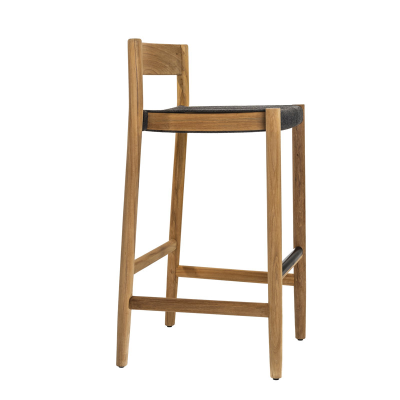 Tabouret de bar en teck Copenhagen,  Noir, Tabouret de bar (siège d'une hauteur de 29,63 po)