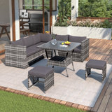 Berneta Wicker 150 - Person Garden Lounge Set with Cushions