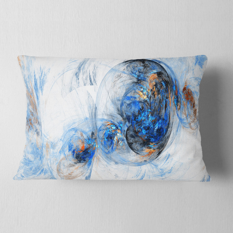 Blue and White Abstract Smoke Print Fabric Pillow
