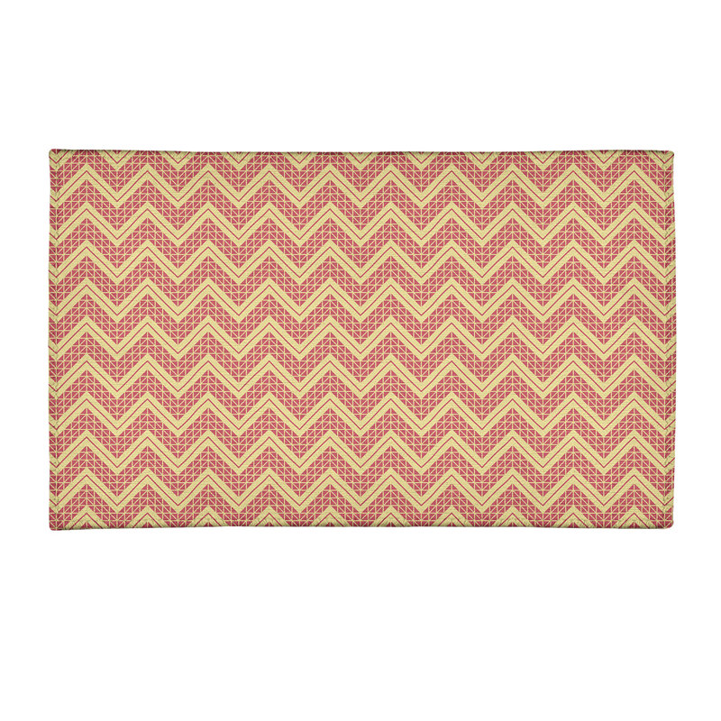 Tapis orange/jaune foncé à chevrons à main, Rectangle 3 pi x 5 pi