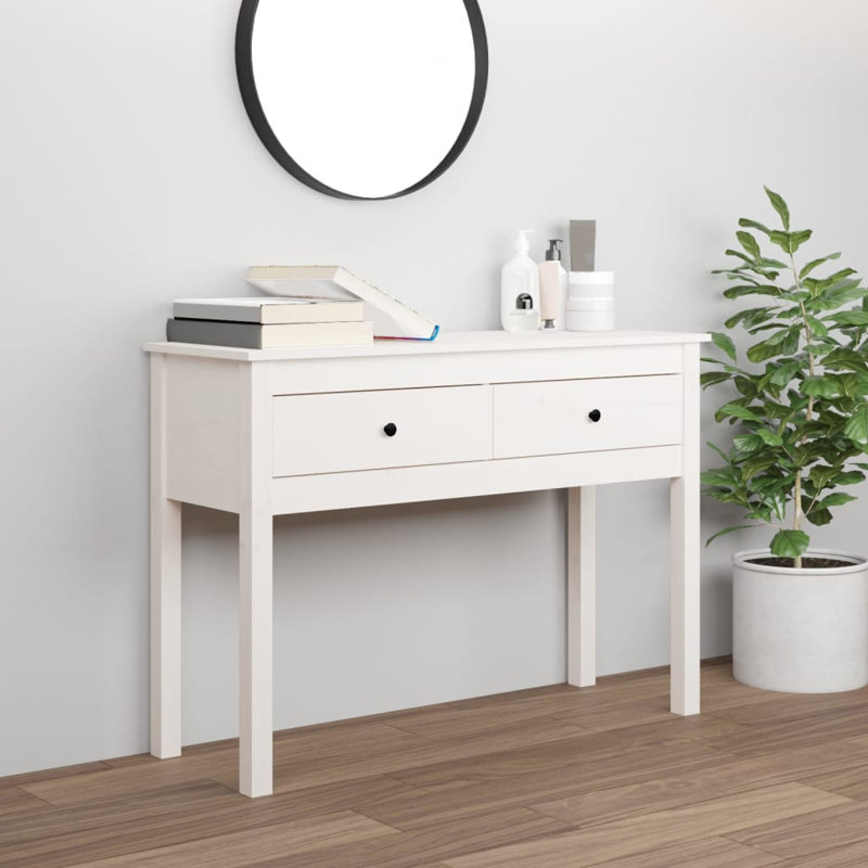 Wightman 100Cm Solid Wood Console Table, White, 75 H x 100 W x 35 D
