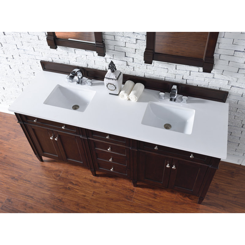 Brittany 72'' W Double Bathroom Vanity Base, Burnished Mahogany