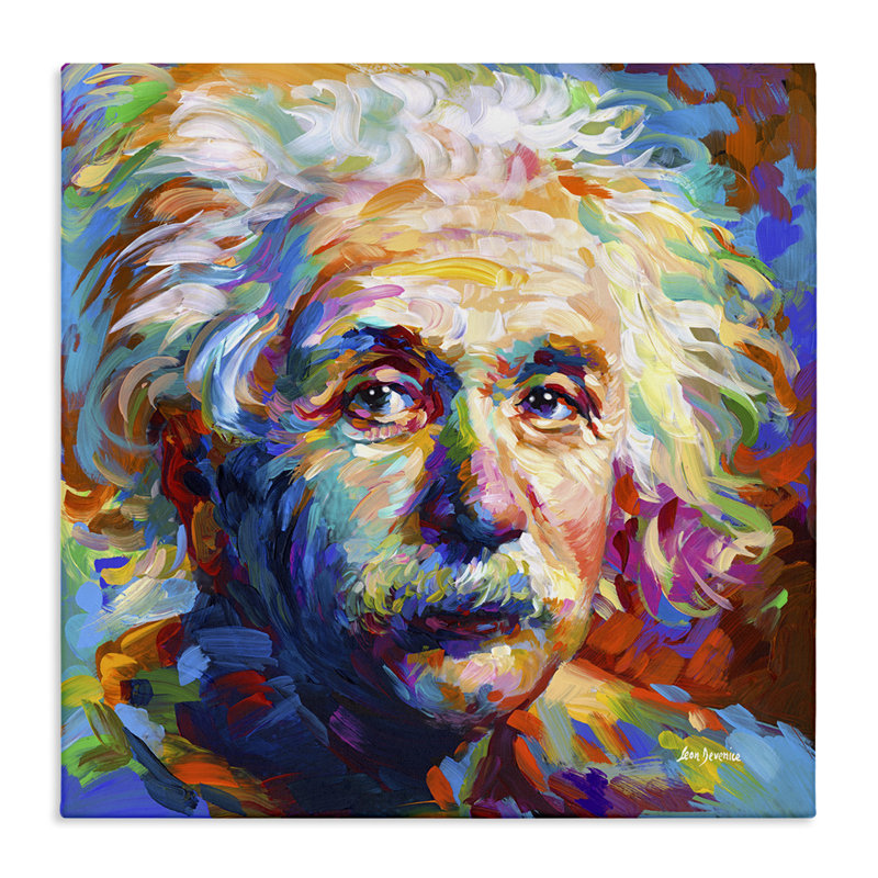 «Abstract Albert Einstein Portrait on Canvas» par Leon Devenice, H 24 po x l 24 po x P 1,5 po