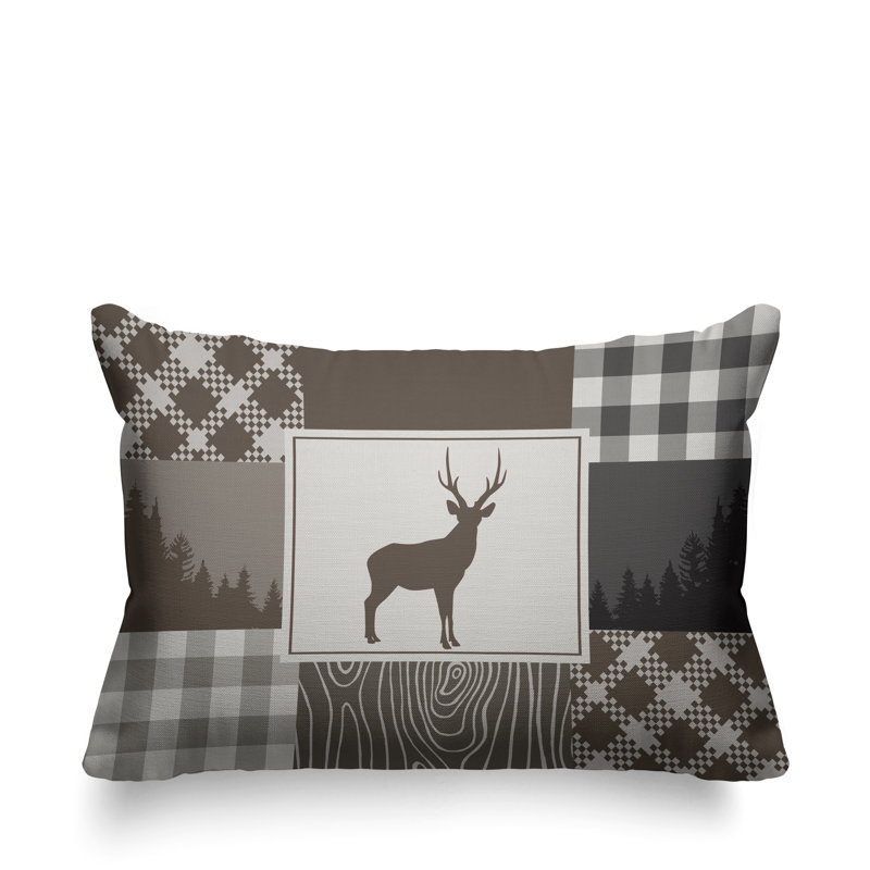 Coussin intérieur / extérieur Range Trees Cabin, Beige, 14 po x 20 po, Rectangle