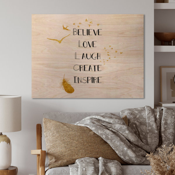 Trinx Inspirational Quote On White And Gold On Wood Painting | Wayfair