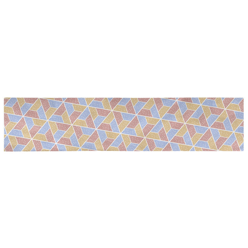 Chemin de table Avicia, 90 po x 16 po, Bleu/Rouge/Orange, Coton