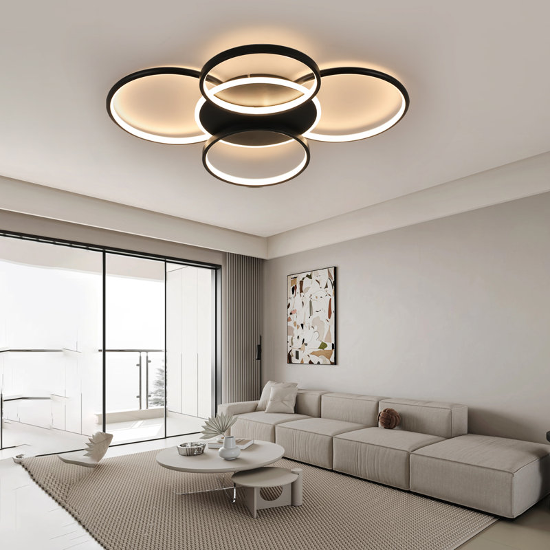 Danielys LED Flush Ceiling Light 5-Lights, 67 cm, Matte Black