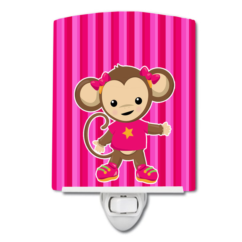 Monkey on Stripes Ceramic Night Light
