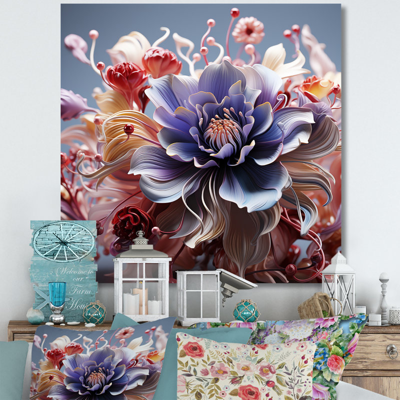 Abstrait floral chuchotement sur toile, H 24 po x l 24 po x P 1 po, Toile tendue