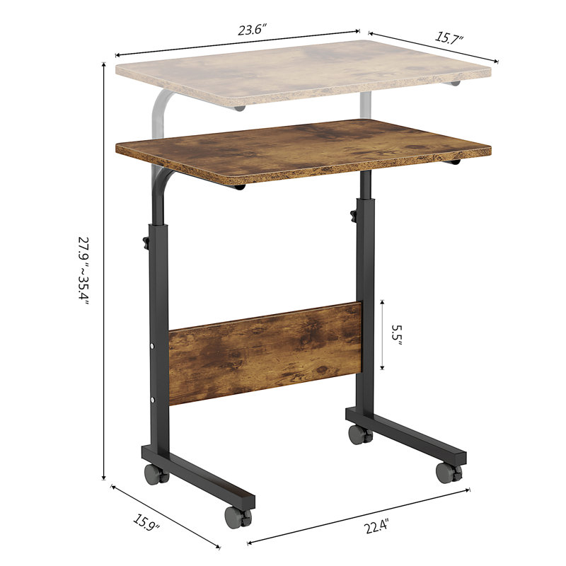 Chariot réglable pour ordinateur portable, H 35,4 po x l 23,6 po x P 15,7 po, Brun
