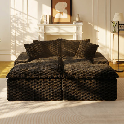 Chaise longue double en velours tortue Ametis l 71,65 po x P 60,24 po x H 36,22 po