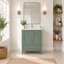 Meuble-lavabo autoportant 30 po Anvay en blanc mat avec comptoir en quartz de Carrare-1342386987-1525365370