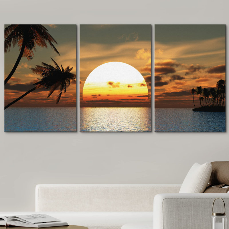 Tropical Sunon Beach Paradis Nature Photographie Réalisme Rustique, Toile tendue, H 24 po x l 48 po